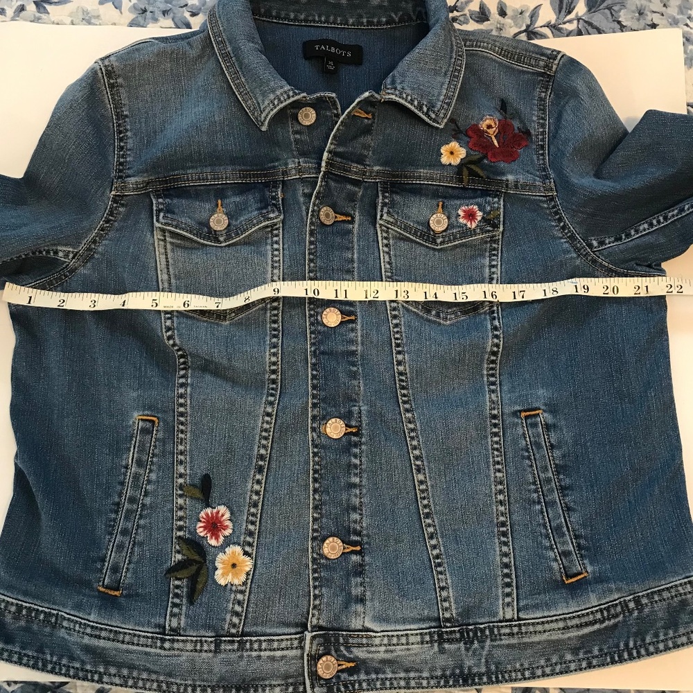 Talbots Light Blue Denim Jacket with Floral Embroidery - Picture 5 of 11